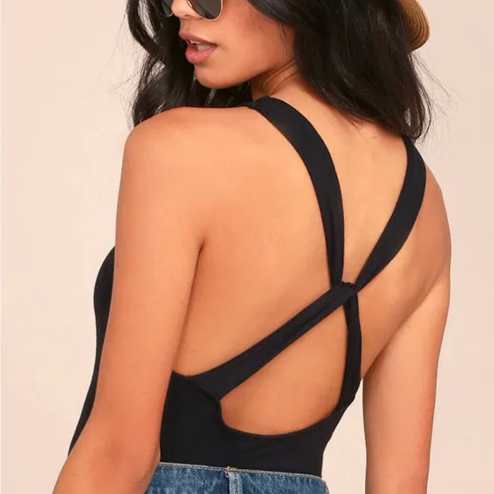 Free People Up and Around Black Bodysuit
